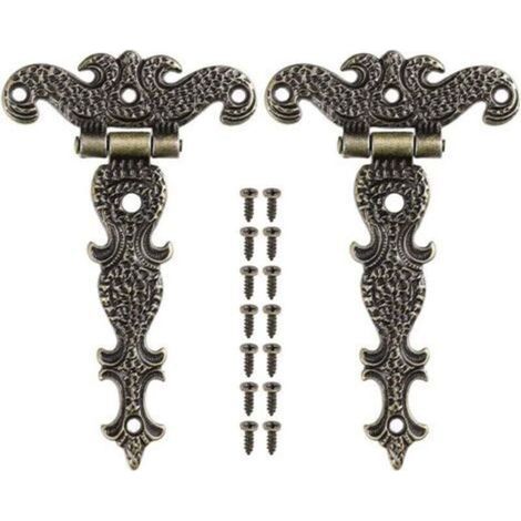 2 x Charnières en Bronze Rétro Charnière Meubles en Alliage de Zinc avec Vis pour Boîtes à Bijoux Portes Placards (1/4)