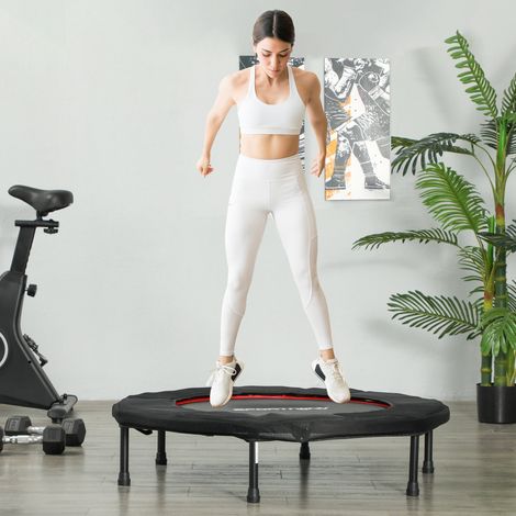 Trampoline de ø capacité de rouge pieds antidérapants cadre en acier trampoline d'exercice 102 cm 100 kg aménagement intérieur