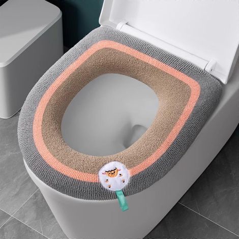 Housse de siège de toilette lavable à motif dessin animé, pour toutes les saisons, protection douce et décorative pour abattant de salle de bain (1/5)