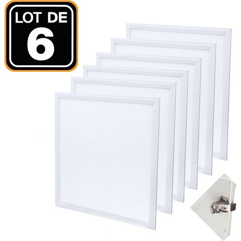 Europalamp – Dalle LED 600x600 40W lot de 6 – Blanc neutre 4000K – Diffuseur anti-éblouissement – Flux lumineux 3600lm – Pour faux plafonds