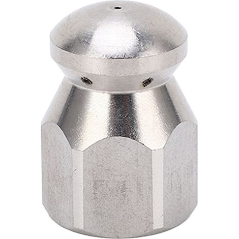 Lance de nettoyage haute pression 5000PSI en acier inoxydable, buse de dégorgement tuyau, tête ronde 1 trou avant et 6 trous arrière, filetage G1/4in (1/5)