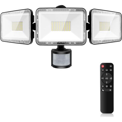 70W Projecteur LED Exterieur Detecteur de Mouvement 700-6850LM 10 Luminosité 3 Modes Eclairage Exterieur avec Detecteur 6500K Blanc Froid Étanche IP66 Spot LED pour Garage Jardin-Noir (1/5)