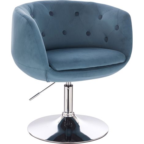 SVITA Panama Retro Loungestuhl Cocktailsessel Blau Petrol Samt-Optik Tellerfuß (1/5)
