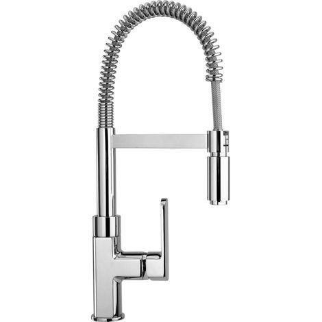 Mezclador de fregadero de cocina con caño de resorte y varilla ajustable Paini Ovo 86CR556  Cromo