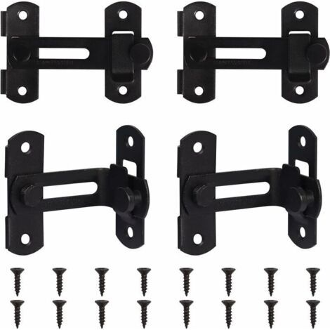 BARKBUSTERS Lot de 4 loquets de porte coulissante en acier inoxydable, loquets de sécurité à 90 degrés pour salle de bain, jardin, garage extérieur, cave, placard, porte coulissante incurvée (1/4)