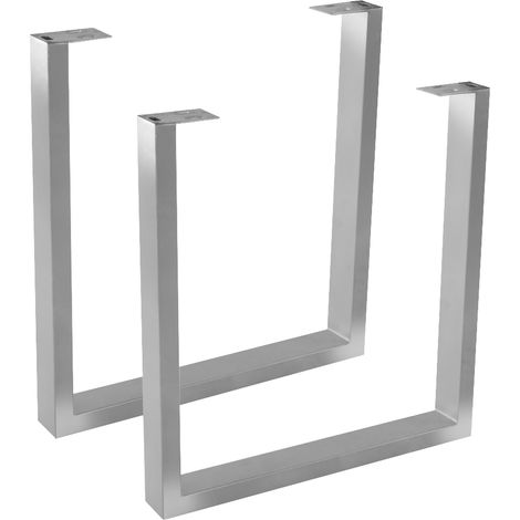 Tischgestell 2er Set Roheisen lackiert & zerlegt 70x10x74 cm silber U-Gestell