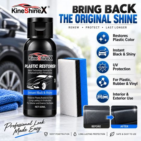 KineShineX Automotive Black Plastic Refurbishing Liquid 50ML: Repair and Brightening Black Interior and Exterieur Trim Panels (1/5)