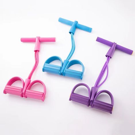 Bande de résistance multifonction à 4 tubes pour entraînement à pédale - Corde de traction pour exercices de fitness - Équipement d'entraînement pour jambes, bras, jambes, minceur (1/5)