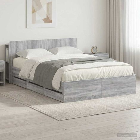 Estructura de cama con almacenamiento gris 140 x 200 cm (1/5)