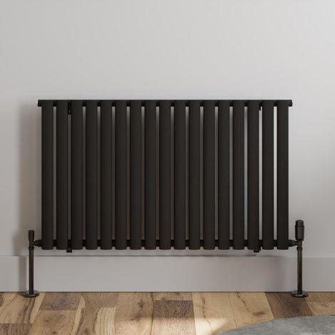 Black Oval Column Designer Radiator Vertical Horizontal 600 x 1020mm Single Panel