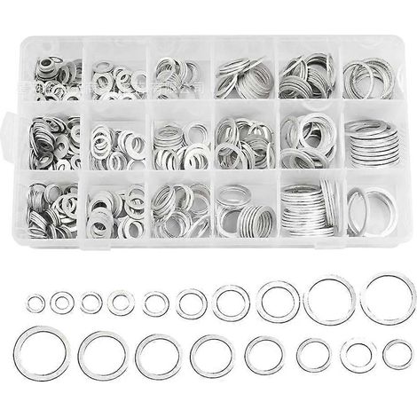 1 jeu de rondelles plates ultra-minces M6 à M24, kit de cales de réglage ultra-minces, joint plat, boîte de 540 pièces, joint en aluminium (1/5)