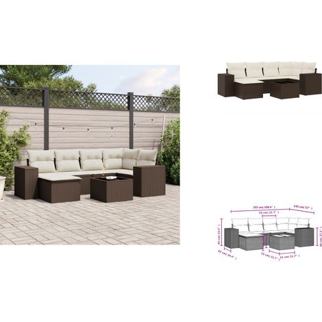 7-tlg. Garten-Sofagarnitur mit Kissen Braun Poly Rattan - Garten Sofagarnitur - Garten Sofagarnituren - Outdoor Sofagarnitur - Sofagarnitur Terrasse (1/3)