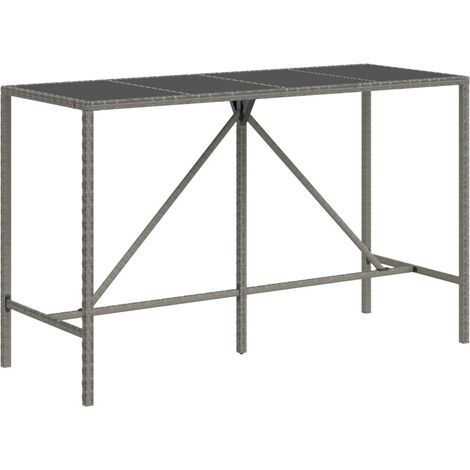 Maison Exclusive - Tavolo da Bar con Piano in Vetro Grigio 180x70x110cm Polyrattan