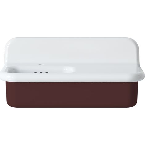 Lavabo retro asimétrico de cerámica de 80 cm - True Colors Lite - Cacao (1/4)