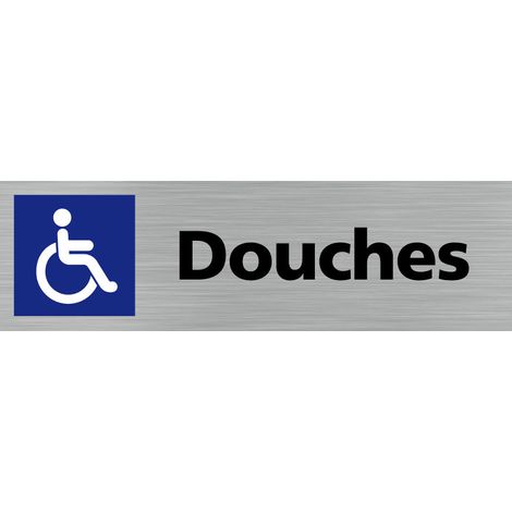 Pictogramme DOUCHES HANDICAPES (Q0112).- Adhésif aspect aluminium brossé - (1/5)