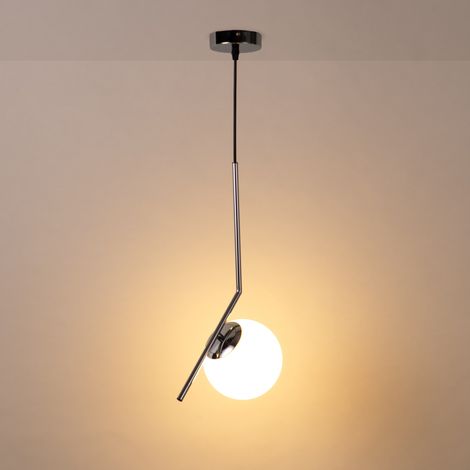 Suspension globe en verre "HERMI" - E27 - Chromé (1/5)