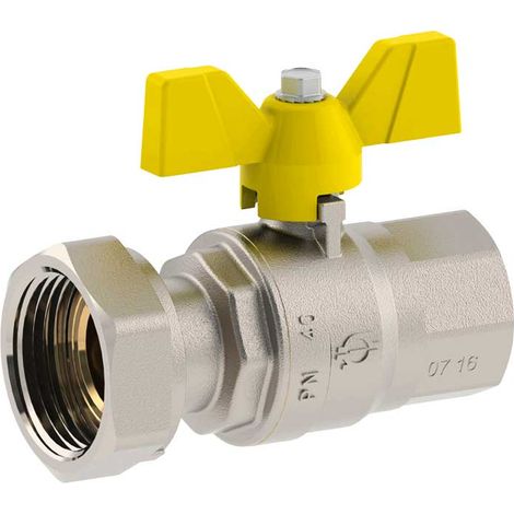 "VALVOLA A SFERA GAS F/F CON DADO GIREVOLE E FARFALLA IN ALLUMINIO FIV 1/2""""F x 3/4""""G - DN15"