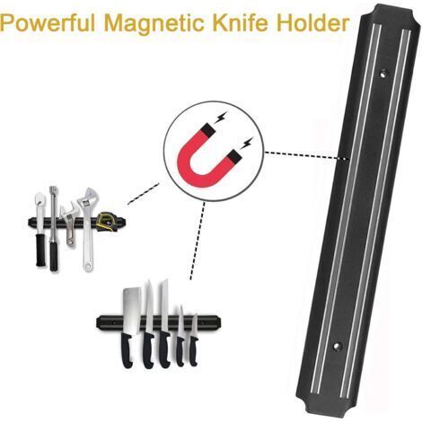 Bandes magnétiques pour couteaux (15 pouces x lot de 2) Bande de rangement magnétique pour couteaux, support pour ustensiles de cuisine, support magnétique polyvalent pour couteaux