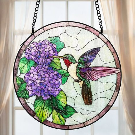 Attrape-soleil vitrail colibri 9 cm décoration suspendue fenêtre oiseau lumineux cadeau Noël (1/5)