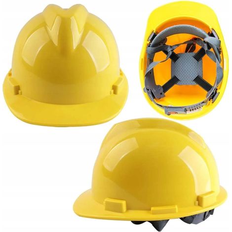 Casco protettivo, casco da lavoro edile - giallo, realizzato in HDPE