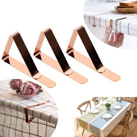 Pinces Pour Nappe - Acier Inoxydable Flexible - 7,5 x 4,5 cm - Adaptées Tables Épaisseur 2,5 à 4,3 cm - Intérieur Extérieur - Lot de 3 (1/5)