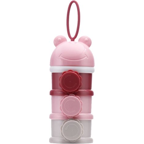 Distributeur de lait en poudre portable, compartiments indépendants, étanche, grande capacité, rose (1/3)
