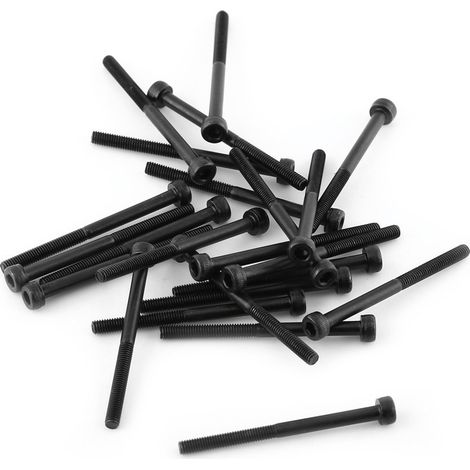 Kit de Assortiment Vis Boulon Tête Cylindrique Six Pans Creux en Acier Allié M3 x 4-50mm M340mm, Partiellement filetée-24pcs (1/5)