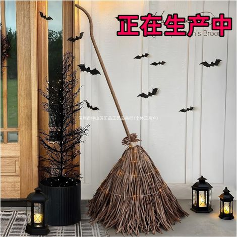 Nouveau balai de sorcière lumineux pour Halloween - Balai de sorcière géant avec lumières