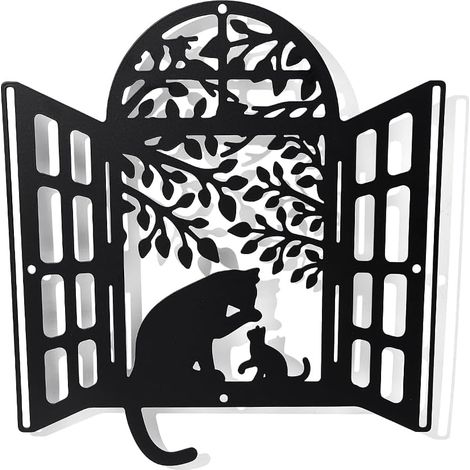 Décoration Murale en Métal, Noir Tenture Décor Silhouette Mur Art pour la Maison Chambre Salon Salle de Bains Cuisine Bureau Hôtel Décoration Murale, 27×26cm (1/5)