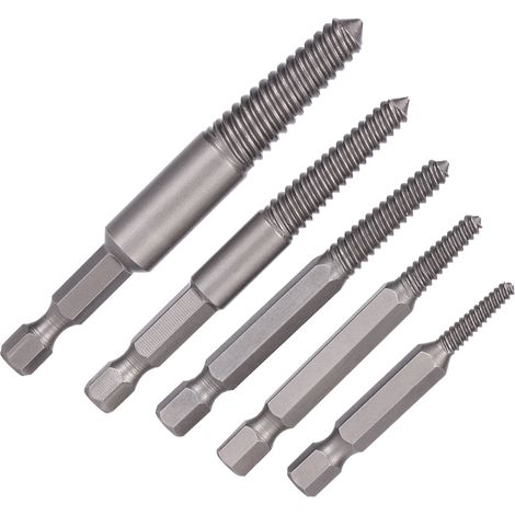5 pièces Extracteur de Vis Cassée à Denture Fine, Outil de Désincrustation de Boulons Endommagés avec Queue Hexagonale (1/5)