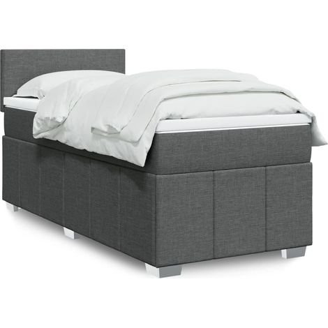 Boxspringbett mit Matratze Dunkelgrau 100x200 cm Stoff