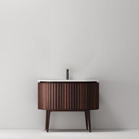 Mobile Bagno Reid 100 cm A Terra Noce Scuro Senza Specchio - Meda (1/4)
