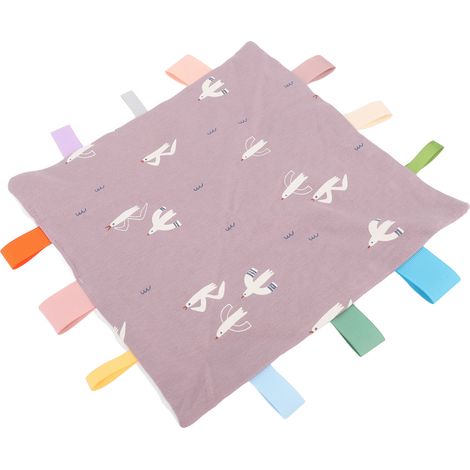 Baby-Kuscheldecke mit bunten Etiketten, sensorische Beruhigungsdecke aus Baumwolle, Kuscheldecke für Babys zum Schlafen, Möwe (1/5)