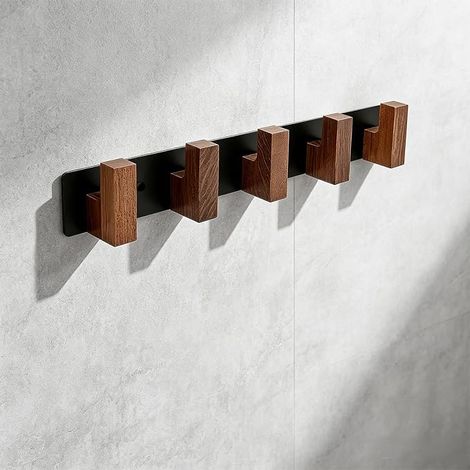 38cm Porte Manteau Mural, Patere Fabriqué en Tôle de Fer de 1,8 mm D'épaisseur, Patère Murale avec Des Crochets en Bois, pour La Chambre, Couloir et Cuisine (1/5)