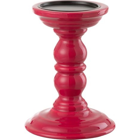 Bougeoir Haltère en Bois "Waldo" 17cm Fuchsia (1/5)