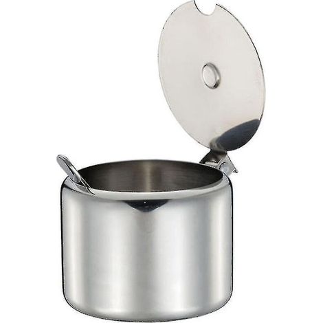 Pot à sucre en acier inoxydable avec cuillère, boîte de rangement multifonctionnelle pour épices. (1/4)
