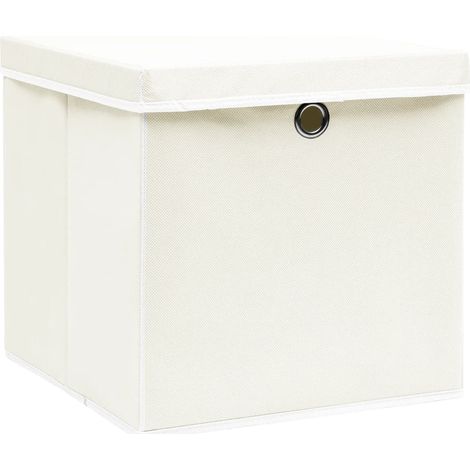 Maison Exclusive - Boîtes de rangement avec couvercles 4pcs Blanc 32x32x32cm Tissu