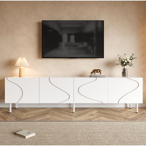 MEUBLIV TV-Schrank 170x35x50 cm Weiß – Push-to-Open, 4 Türen (1/5)