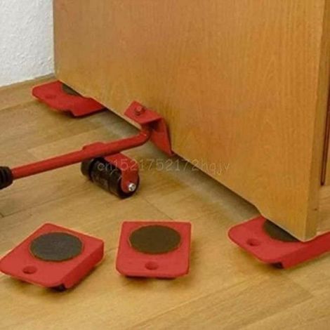 Kit de Déplacement de Meubles - Roulettes Pivotantes - Charge Max 150kg - Lot de 4 - Plastique Rouge (1/4)