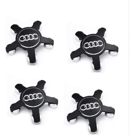 Jeu de 4 caches-moyeux Roue Emblème, pour enjoliveurs de 135 mm pour Audi (Noir) (1/4)