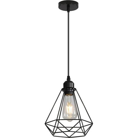 Lampe Suspension Vintage, Stoex E27 Lustre Plafonniers (sans ampoule) Style Retro Industrielle (forme de cage) (1/4)