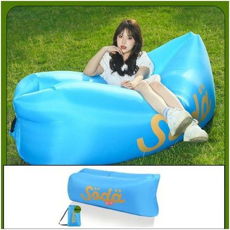 Canapé gonflable avec sac de transport, chaise de plage portable, étanche et anti-fuite, idéal pour le camping, les voyages, la randonnée et la piscine (bleu) (1/5)