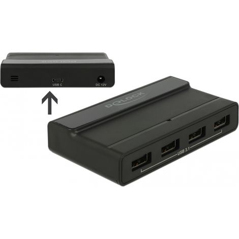 Delock Concentrador externo con USB 3.1 de 4 puertos con 10 Gbps