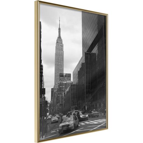 Affiche Murale Encadrée "Empire State Building" 30 x 42 cm Or