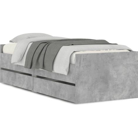 Maison Exclusive - Bett mit Schubladen Betongrau 75x190 cm
