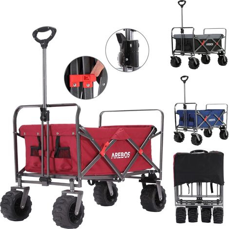 AREBOS Foldable hand truck  folding trolley  equipment trolley  foldable  up to 100 kg load capacity  red