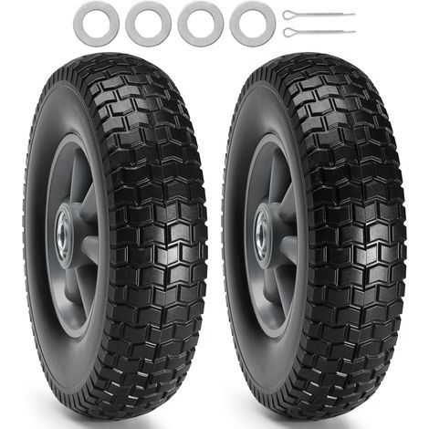 VEVOR Rueda plana de PU 254 mm 2 piezas carga dinámica 81,6 kg carga estática 99,8 kg neumáticos y ruedas sin cámara para carretilla de mano, carrito utilitario, vagones, remolques de jardín