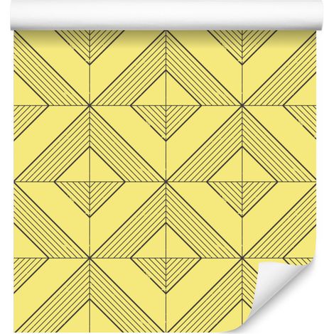 Geometrische Rautentapete in Gelb und Creme für Wohn- und Schlafzimmer, 50 x 1000 cm (1/5)