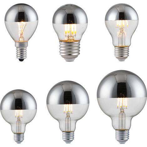 6 bombillas LED semielectrochapadas de 4 W, sin pantalla, blanco cálido de 2700 K, modelos E14/E27 (G45/G80/G125/G95/A60) (1/4)