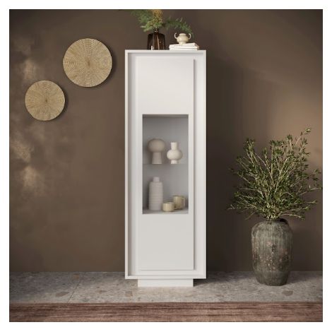 Vitrine SKY 1 porte – Blanc mat laqué (1/3)
